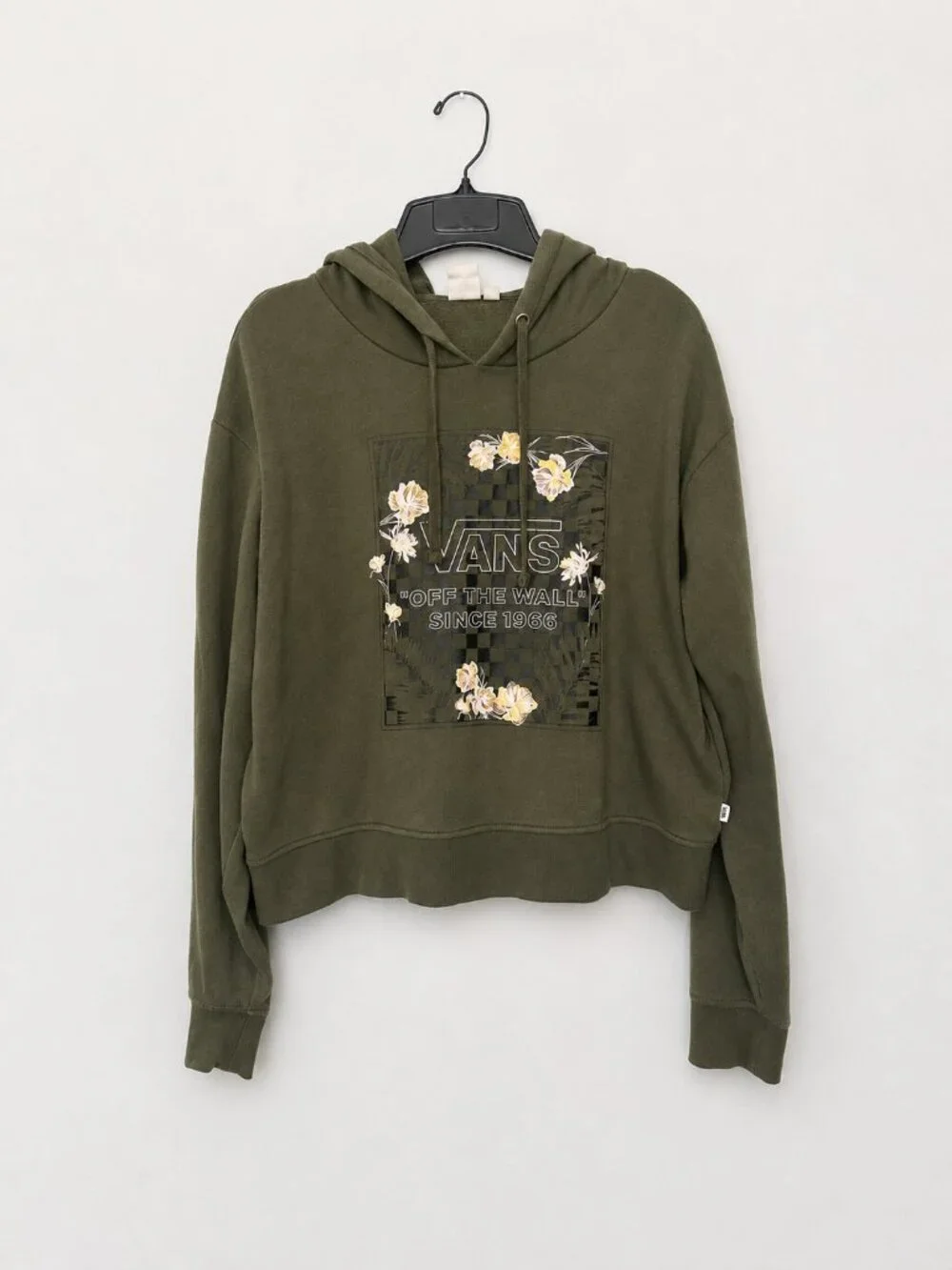 Vans Off the Wall Cropped Green Hoodie Womens Size Medium